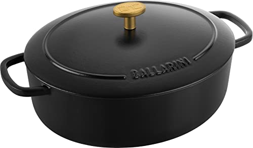 BALLARINI Bellamonte Auflaufform Bräter Dutch Oven emailliertes Gusseisen oval 23 cm 2,2 L Schwarz von BALLARINI