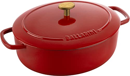 BALLARINI Bellamonte Auflaufform Bräter Dutch Oven emailliertes Gusseisen oval 23 cm 2,2 L rot von BALLARINI