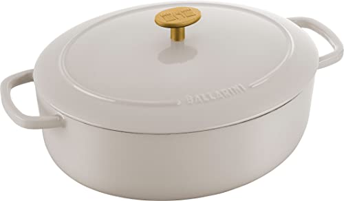 BALLARINI Bellamonte Cocotte, rustikal, Kochtopf, emailliert, oval, 31 cm, 5,5 l, Elfenbeinweiß von BALLARINI