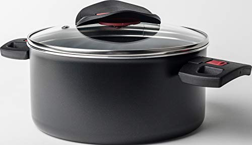 BALLARINI Click & Cook Kochtopf aus Aluminium mit Keravis-Antihaftbeschichtung und einklappbaren Griffen, 20 cm, 3,25 L, Schwarz von BALLARINI