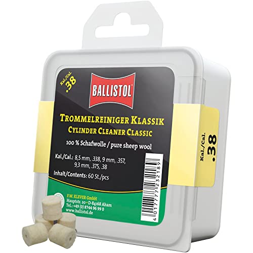 BALLISTOL 23218 Filzreiniger Klassik - Trommelreiniger für Waffen-Trommel Kaliber .38, 100% Schafwolle - 60 Stück von BALLISTOL