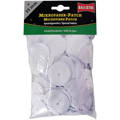 BALLISTOL 23293 Microfaser-Patch – 35mm Durchmesser ab Kaliber 7,5mm – Spezialgewebe-Patch – Box mit 500 Stück von BALLISTOL