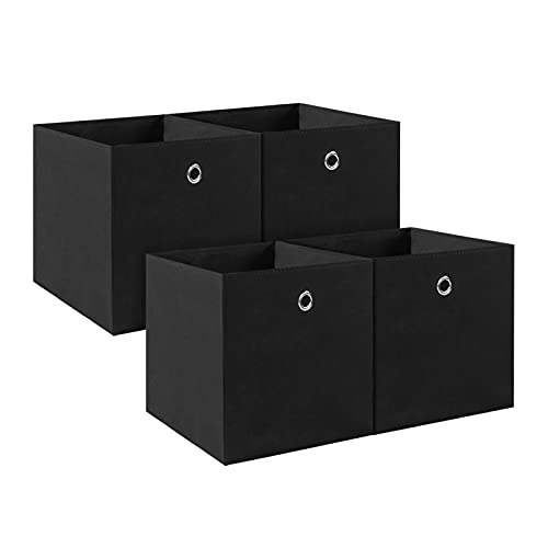 BALLSHOP 4 Stück Aufbewahrungswürfel Faltbox 32 x 32 x 32 cm Aufbewahrungsbox Faltbare Spielzeug Organizer Stoffboxen Würfel Stoff Faltkiste mit Fingerloch für Kallax Regale oder Raumteiler Schwarz von BALLSHOP