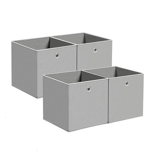 BALLSHOP 4 Stück Aufbewahrungswürfel Faltbox 32 x 32 x 32 cm Aufbewahrungsbox Faltbare Spielzeug Organizer Stoffboxen Würfel Stoff Faltkiste mit Fingerloch für Kallax Regale oder Raumteiler Grau von BALLSHOP
