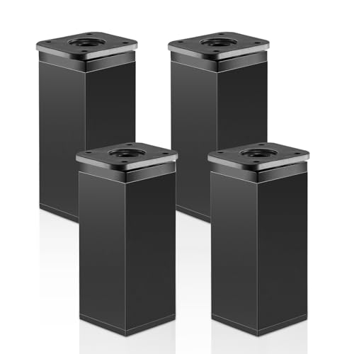 BALLSHOP 4 Stück Möbelfüße Verstellbar, 40 x 40 x 100mm (+20mm) Höhenverstellbar Vierkant-Profil Schrankfüsse, Füße Möbel mit Elegantes Design für Schränke Kommode Sofa von BALLSHOP