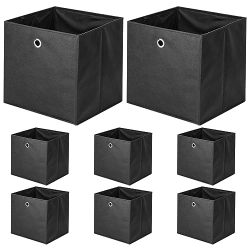 BALLSHOP 8 Stück Aufbewahrungsbox Faltbox 32 x 32 x 32 cm Faltbare Spielzeug Organizer Stoffboxen Würfel Stoff Faltkiste mit Fingerloch für Regale oder Raumteiler Schwarz von BALLSHOP