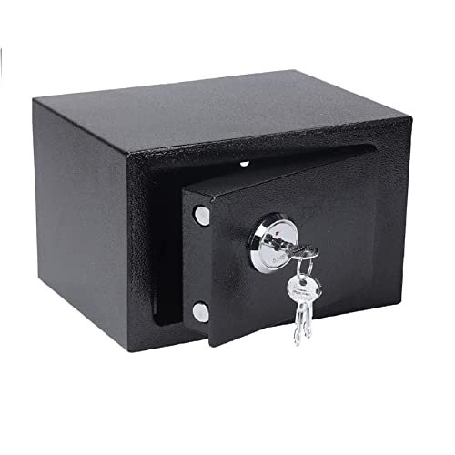 BALLSHOP Tresor Safe Möbeltresor 6.4L Tresor für Zuhause 23x17x17cm Safe Tresor mit Schlüssel Doppelbartschloss Stahl Tresor für Dokumententresor Wand Safe Geldschrank von BALLSHOP