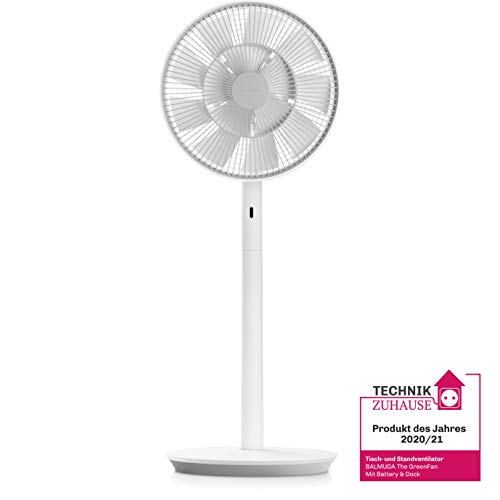 BALMUDA The GreenFan | Stand-/Tischventilator | DC Motor | Leise 13 dB bei Minimum | 1.5W Energie Sparen | 15m Reichweite | Design | Made in Japan | EGF-1700 (Weiß x Grau) 2021 Neues Modell von BALMUDA