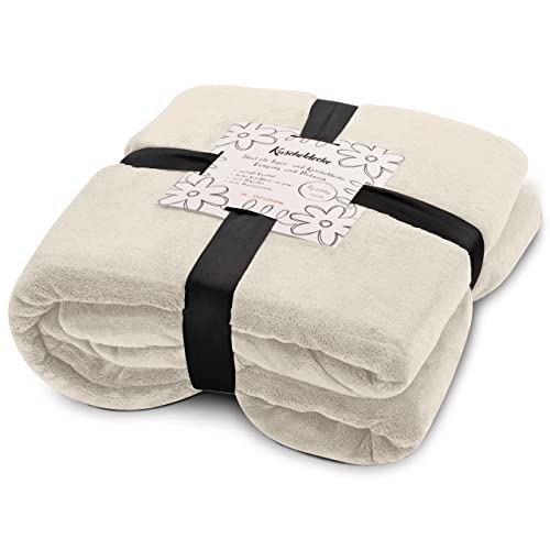 BALOU LIVING Kuscheldecke Flauschig 150x200 cm - Fleecedecke XL ÖKO-TEX Zertifiziert - Decke Sofa Wohndecke Sofadecke Tagesdecke, Creme von BALOU LIVING