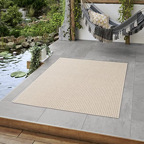 BALTA Outdoor Teppich, Flachgewebteppich, ideal für draußen auf der Terrasse oder drinnen im Wohn-/Schlafraum, Maschinengewebt, Polypropylen, 160 x 230 cm, Hellbeige von BALTA