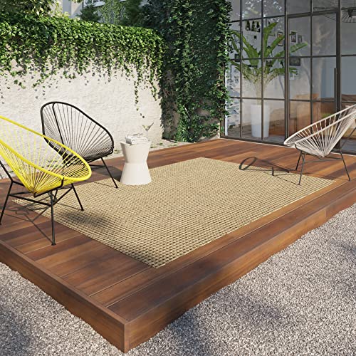 BALTA Outdoor Teppich, Flachwebteppich, ideal für den Außenbereich auf der Terrasse oder für das Wohnzimmer - Schlafzimmer, Maschinengewebt, Juteteppich-Effekt, Polypropylen, 160 x 230 cm, Hellbraun von BALTA