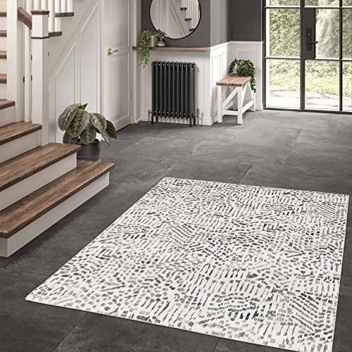 BALTA Teppich, zeitgenössisches Design mit abstraktem Druck, Innenteppich für das Wohnzimmer - Schlafzimmer, Abstraktes Patchwork, Maschinengewebt 100% Polyester, 160x230 cm, Braun von BALTA