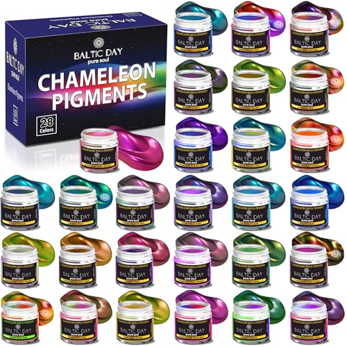 Chamäleon Glimmerpulver, 28 Gläser Farbwechsel-Glimmerpulver-Set, Farbwechsel-Glimmer für Epoxidharz, Becher, Chrom-Pigment für Nägel, Malerei, Schleim, Chamäleon-Pigment, holografisches Glimmerpulver Chamäleon Glimmerpulver, 28 Gläser Farbwechsel-Glimmerpulver-Set, Farbwechsel-Glimmer für Epoxidharz, Becher, Chrom-Pigment für Nägel, Malerei, Schleim, Chamäleon-Pigment, holografisches Glimmerpulver von BALTIC DAY