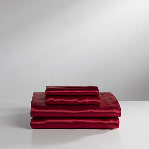 BALTIC LINEN Luxus-Bettlaken-Set, Satin, Rot, 4-teilig von BALTIC LINEN