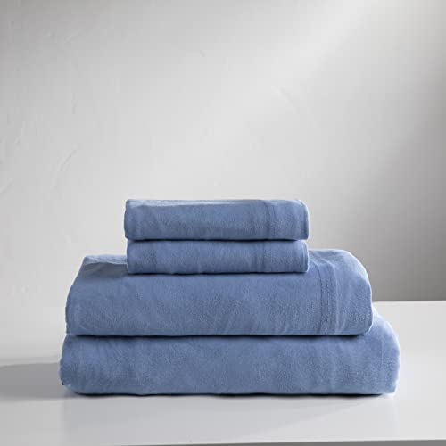 BALTIC LINEN Jersey-Bettlaken-Set, Baumwolle, Doppelbett, Blau, 3-teilig von BALTIC LINEN