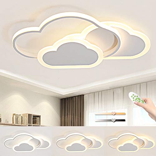 BALTRE 32W LED Deckenleuchte, Kreative Wolken Deckenlampe, Deckenlampe Mit Fernbedienung Dimmbarer, Moderne Weiße Deckenleuchten Für Wohnzimmer Schlafzimmer Flur Und Kinderzimmer L42 * W25* H6cm von BLMYL