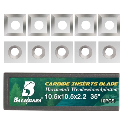 BALUGAEA 10 Stück HM Wendeplatten Wendemesser Ersatzklingen 10,5x10,5x2,2mm-35° Hartmetall Wendeschneidplatten Vierkant für Planfräser für Holz Drechselwerkzeug von BALUGAEA