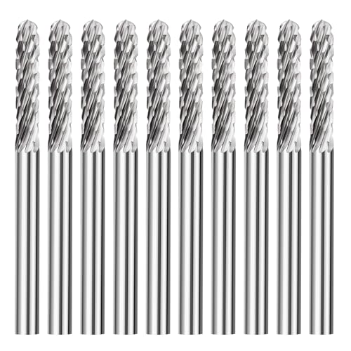 BALUGAEA Hartmetall Frässtifte Set mit 3 mm Schaft, 10 Stück Doppelschnitt-Frässtifte, Rotationsfräser für Metall Zur Metallschnitzen, Polieren, Gravieren VHM Frässtift Hartmetallfräser von BALUGAEA