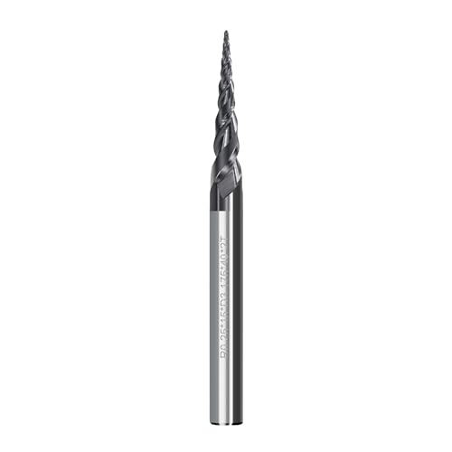 BALUGAEA Kugelkopffräser Konische Fräser 2 Flöten 0,25 mm Radius, 3,175 mm (1/8") Schaft Gesamtlänge 40mm HRC55 Schaftfräser TiAlN Beschichtung VHM CNC Gravierfräser für Oberfräse 2D und 3D Gravur von BALUGAEA