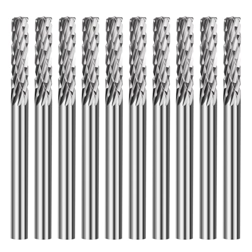 BALUGAEA Hartmetall Frässtifte Set mit 3 mm Schaft, 10 Stück Typ A Doppelschnitt-Frässtifte, Rotationsfräser für Metall - Zur Metallschnitzen, Polieren, Gravieren von BALUGAEA