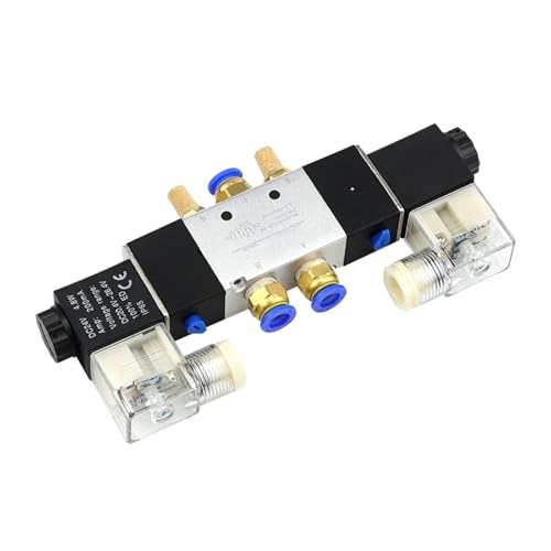 BALYDLUL Magnetventil 220 V pneumatisch 4V220-08 Luft 5 Wege 2 Positionen 1/4 Zoll Spule Legierung intern DC 12 V DC 24 V AC 110 V(4v220-08) von BALYDLUL