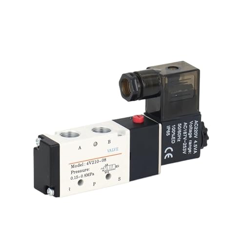 BALYDLUL Pneumatisches elektrisches Magnetventil 5-Wege-2-Positionen-Steuerung Luft-/Gas-Magnetventil 4V210-08 12 V-220 V Spulenspannung(220VAC) von BALYDLUL