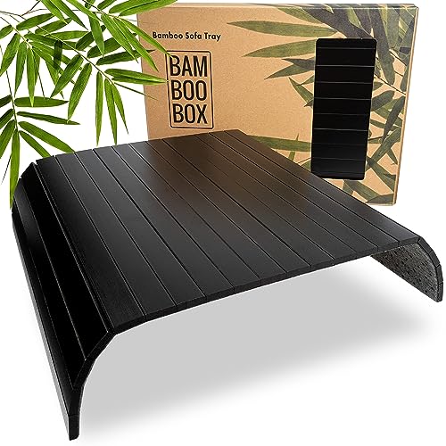 BAM BOO BOX Sofatablett - 100% Plastikfrei - Couch Tablett aus Bambus - Armlehnen Tablett flexibel - Armlehnenschoner - Getränkehalter Sofa - Sofa Tablett in Schwarz BAM BOO BOX Sofatablett - 100% Plastikfrei - Couch Tablett aus Bambus - Armlehnen Tablett flexibel - Armlehnenschoner - Getränkehalter Sofa - Sofa Tablett in Schwarz von BAM BOO BOX