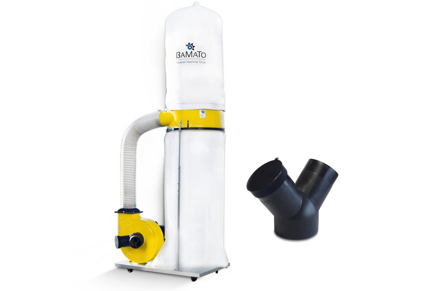 BAMATO Absauganlage AB-2530 inkl. Y-Adapter Absaugung 230V höhenverstellbar 2530m³/h, 1500 W, (1-tlg), Späneabsaugung, Lüfterrad aus Metall, 1800 Pa, Fahrwerk von BAMATO