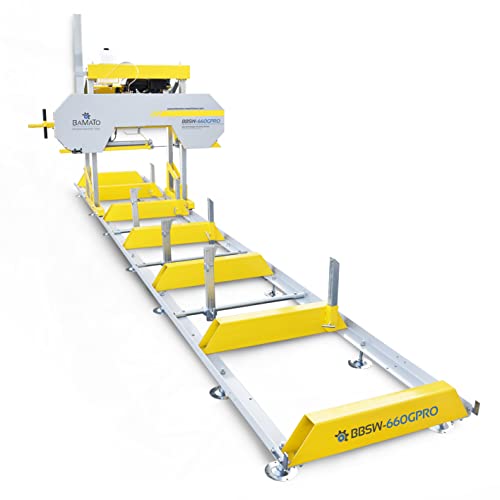 BAMATO Blockbandsäge | BBSW-660GPRO mit Benzinmotor und elektrischer Höhenverstellung | 5,9m Rollbahn inkl. Positionslaser | Elektrische Höhenverstellung von BAMATO