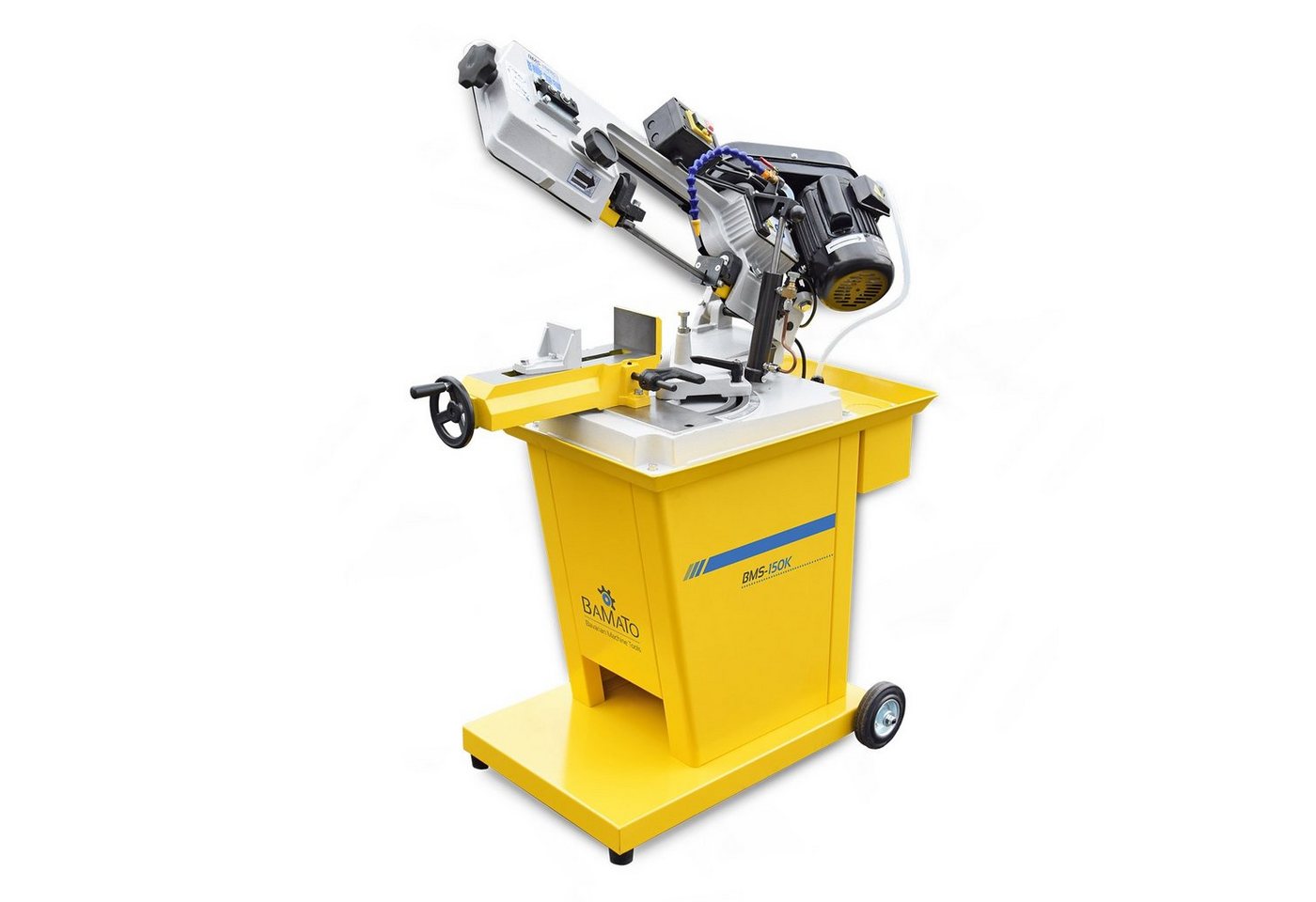 BAMATO Metallbandsäge BMS-150K Metallsäge 400V Bandsäge 128mm Schnittleistung Kühlung, 1-St., 3 Geschwindigkeiten, Fahrwerk, -45° bis +60° schwenkbar BAMATO Metallbandsäge BMS-150K Metallsäge 400V Bandsäge 128mm Schnittleistung Kühlung, 1-St., 3 Geschwindigkeiten, Fahrwerk, -45° bis +60° schwenkbar von BAMATO