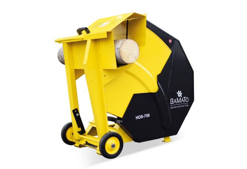 BAMATO Wippkreissäge HOS-750 Wippsäge 700mm HM-Sägeblatt Brennholzsäge 5,0 kW, 1-St., Gummireifen, Transportgriff, einsatzfertig montiert, 64 Zähne von BAMATO