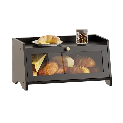 BAMBANG Bambus Brotkasten, Klein Brotkästen Holz für Küchentheke, brotbox küche zur Brotaufbewahrung, Bread Box Brotaufbewahrungsbehälter, Schwarz BAMBANG Bambus Brotkasten, Klein Brotkästen Holz für Küchentheke, brotbox küche zur Brotaufbewahrung, Bread Box Brotaufbewahrungsbehälter, Schwarz von BAMBANG