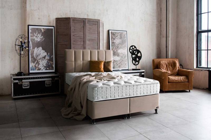 BAMBI YATAK Boxspringbett Set, Bambi Golden Prime, Schlafzimmerbett mit Bettkasten, H3 (1 x Matratze, 2 x Bettkasten, 1 x Bettkopfteil), Klassischer Schlafkomfort mit Bonell-Federsystem von BAMBI YATAK