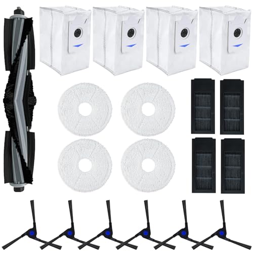 BAMBOOST 19-teiliges Zubehör-Set für Ecovacs Deebot X2 / X2 Omni / X2 Pro / DEX86 Staubsauger-Ersatzteile,1 Hauptbürste, 6 Seitenbürsten, 4 Wischtücher, 4 Staubbeutel,4 Hepa-Filter von BAMBOOST