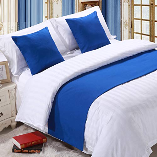 BAMCQ Bettläufer Hotel bettwäsche Premium Bett schal Bett Flagge Bett Schwanz pad bettdecke Bett dekorative Streifen blau 50x240 cm (1,8 mt Bett) von BAMCQ