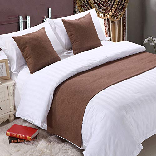 BAMCQ Bettläufer Hotel bettwäsche Premium Bett schal Bett Flagge Bett Schwanz pad bettdecke Bett dekorative Streifen braun 50x260 cm (2,0 mt Bett) von BAMCQ