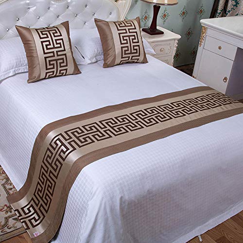 BAMCQ Bettläufer Schlafzimmer Bett Home Hotel Hotel Bett Flag Bett Handtuch bettdecke einfache Moderne hochwertige Khaki_2m Bett mit 50x260 von BAMCQ