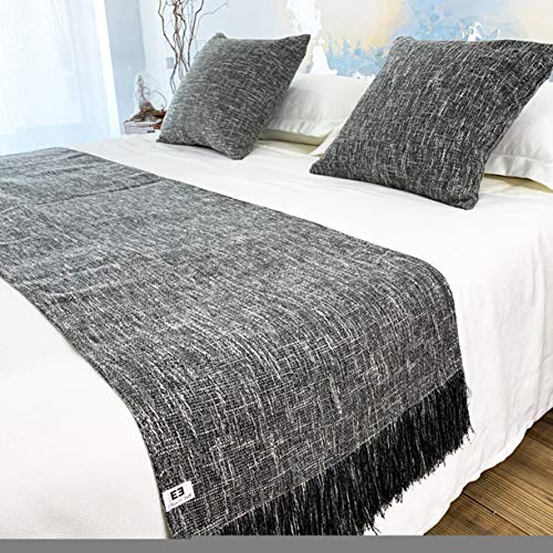 BAMCQ Bettläufer mit Quaste, Polyester Bettdecken Bettwäsche Dekor Bett Schal Protektoren Handtuch wirft Tagesdecken für Guest House Hotel Schlafzimmer,Grey-45X45cm Pillowcase von BAMCQ