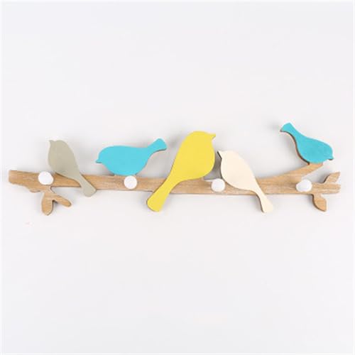 BAMFY Garderobenhaken Hölzern Vogel Garderobenleiste Zur Wand Mit 4 Haken for Heim Badezimmer Schlafzimmer Kleidung Hüte Handtuch Geldbeutel Roben (Color : B) von BAMFY