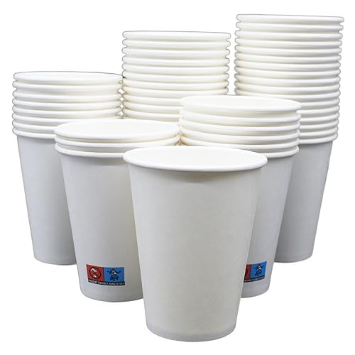 BAMI 200x Pappbecher Kaffeebecher To Go Weiß, 300ml/12oz - Extra Stabil - Zum Servieren von Kaffee, Tee und kalte Getränke von BAMI EINWEGARTIKEL