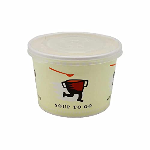 BAMI EINWEGARTIKEL 100 Becher + 100 Deckel Soup-to-Go Einweg Suppenschüssel Eintopf Thermobecher Pappe 16oz / 450ml von BAMI EINWEGARTIKEL