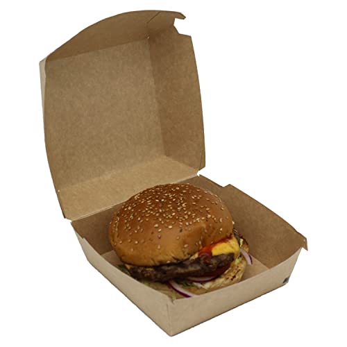 BAMI EINWEGARTIKEL 200 Stück Burgerbox I stabile Kraftkarton Hamburger Box I Burger Verpackung I biologisch abbaubar | 12 x 12 x 8,5cm von BAMI EINWEGARTIKEL