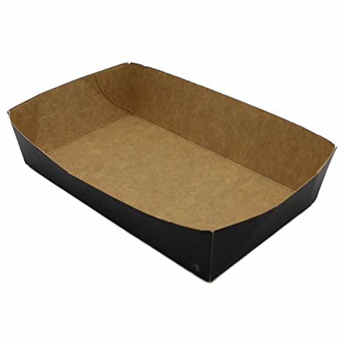 BAMI EINWEGARTIKEL Snackschale Pommesschale Pappschale Papier Schale Fingerfood Einwegschale Schwarz Verschiedene Größen (N4 (100x170x42mm), 100) von BAMI EINWEGARTIKEL
