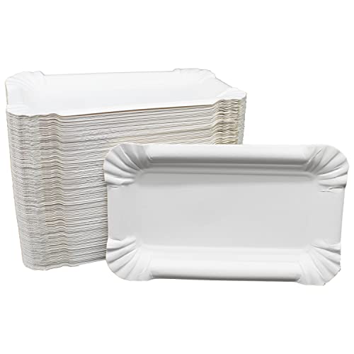 BAMI Pappteller | Einwegteller | eckig, weiß, 9x15 cm | 250 Stück von BAMI EINWEGARTIKEL