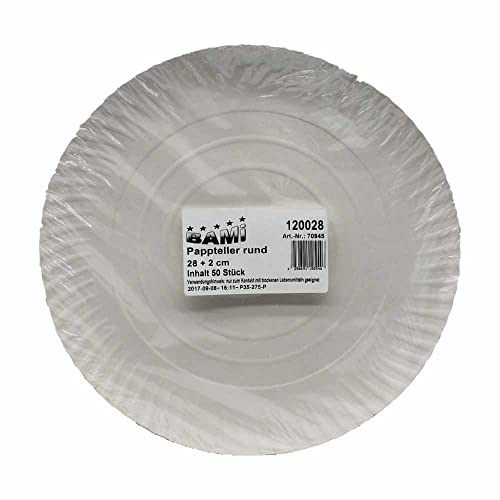 BAMI Pappteller | Einwegteller | rund, weiß, 28 cm | 200 Stück von BAMI EINWEGARTIKEL