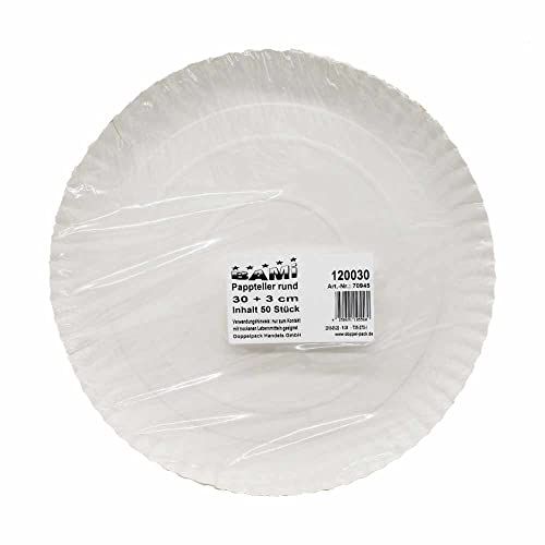 BAMI Pappteller | Einwegteller | rund, weiß, 30 cm | 200 Stück von BAMI EINWEGARTIKEL