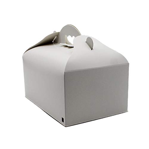 BAMI 25 Stück Konditorei Box Gebäckkarton Kuchenbox, M- 200x130x90mm Tortenbox, aus Pappe mit Griff, weiß, Vollpappe, eckig von BAMI