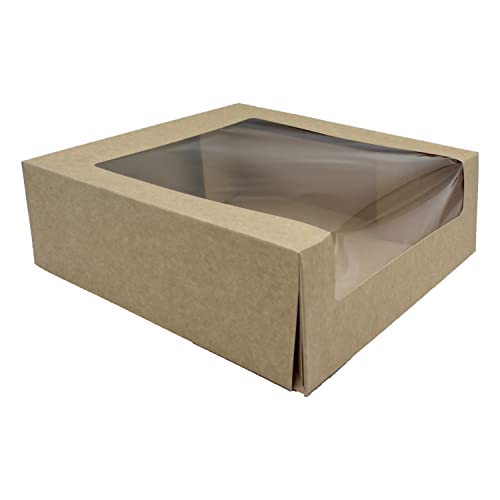 BAMI Tortenkarton | Kuchenkarton | Konditorkarton | Tortenbox | Vollpappe, braun mit Sichtfensterdeckel 30x30x8cm | 30 Stück von BAMI