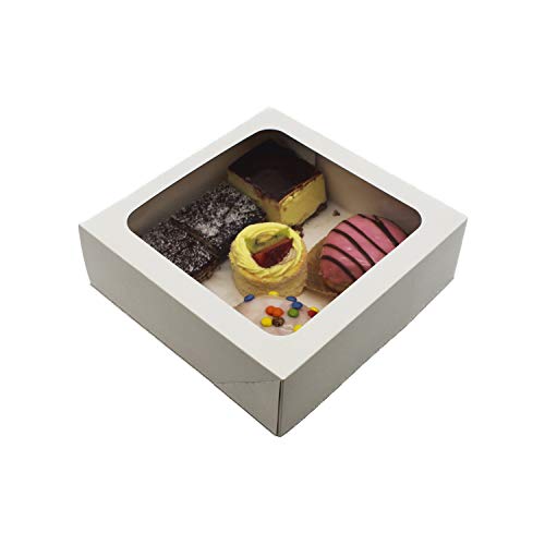 BAMI Tortenkarton | Kuchenkarton | Konditorkarton | Tortenbox | Vollpappe, weiß mit Sichtfensterdeckel 30x30x8cm | 30 Stück von BAMI