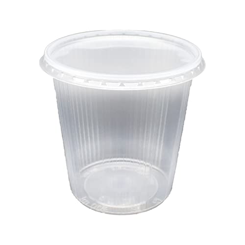 BAMI Verpackungsbecher 500g, 500ml 101x100mm, RUND- PP-Transparent, Feinkostbecher, Salatbecher, Salatschale - Kombi mit Deckel - (250 Becher + 250 Deckel) von BAMI